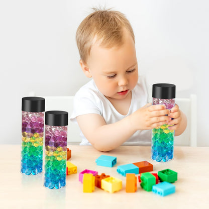 TANEMUDO 48 Pcs Clear Plastic Bottles 12 oz Empty Sensory Bottle with Caps Leakproof Drink Container Reusable Plastic Juice Bottles for Crafts Classroom Party Supplies (Black Lid)