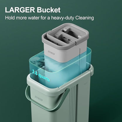 JOYMOOP Mop and Bucket with Wringer Set, Flat Squeeze Mop with Bucket, Dust Mop