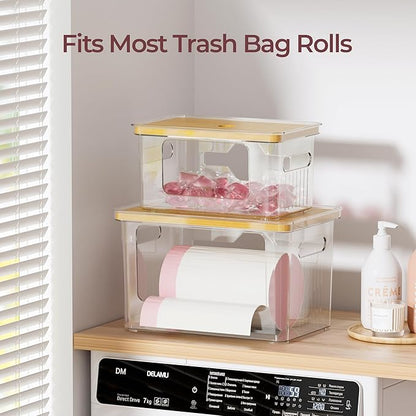 Delamu Acrylic Trash Bag Holder, 2 Pack Stackable Garbage Bag Dispenser