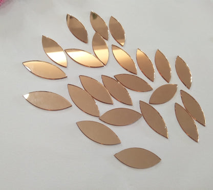 MEYA 120pcs of Glass Mosaic Tiles Petal Leaves, Glass Supplies for Crafts, Craft Mirrors, Mirror Embellishments (Rose Gold Mirror)