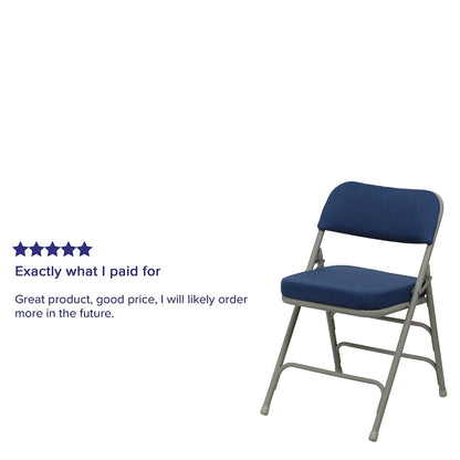Flash Furniture Hercules Series Metal Folding Chairs with Cushioned Seat, Fabric Upholstered Event Chairs with 300-lb. Static Weight Capacity, Set of 2, Navy