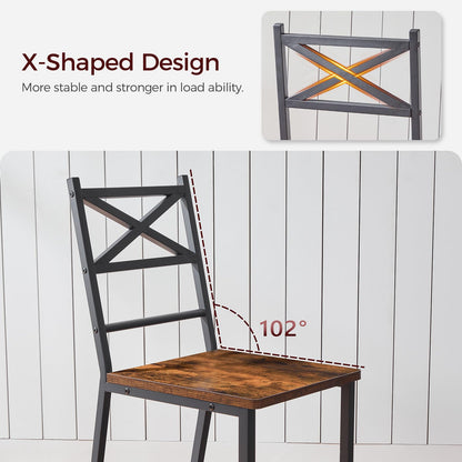 MAHANCRIS Dining Chair Set of 2, Rustic Wooden Kitchen Chairs with Backrest, Farmhouse Dining Chairs for Kitchen, Industrial Style Chair with Metal Frame, Easy Assembly, Rustic Brown TBHR1001