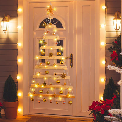 VAIPI 60 in Wall Hanging Christmas Tree with Lighted Christmas Wall Decor Wooden Flat Hanging Xmas Tree for Holiday 60'' x 30''