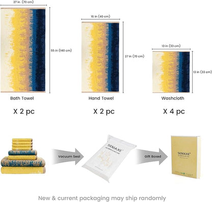 SEMAXE Colorful Bath Towel Set, 100% Cotton Bathroom Towels