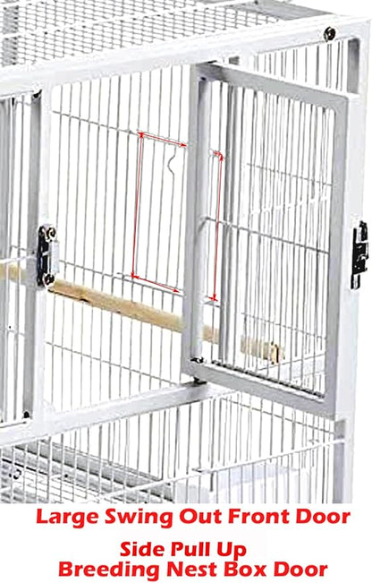 Combo Breeding Stacker Center Divided Breeder Bird Flight Double Rolling Cage with Side Breeding Nest Door (White, Triple Stack)