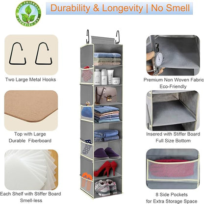 2 Pack Large-Sized Hanging Shoe Organizer 8-Shelf, Hanging Closet Organizer