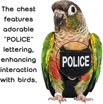 Bird Diaper Flight Suit, Cute Cosplay Parrot Clothes, Easy-to-Wear Washable Nappy, Durable Metal Ring Harness for Cockatiel, Conure, African Grey, Parakeet Outdoor Flying (Without Leash,S)