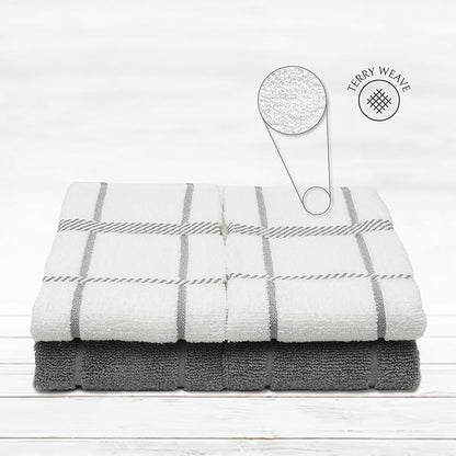 100% Cotton Terry Dish Towels, 4 Pack 16 x26 Inches, Super Soft and Absorbent