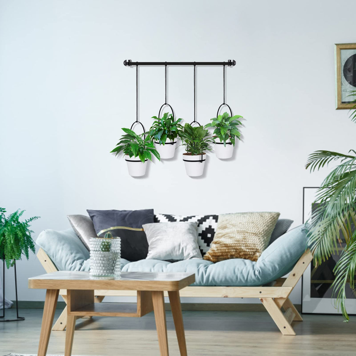 E-Know Hanging Planter Hanging Plant Holder, 6 Inch 4 Indoor Plastic Plant Pots, Wall/Window Plant Hanger Indoor Herb Garden