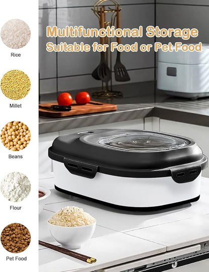 20-50 Lbs Food Storage Containers,Collapsible Rice Container with Wheel Airtight Locking Lid,Flour Storage Container with Small Food Container and Scoop,Suitable for Food,Rice,Pet Food,Flour