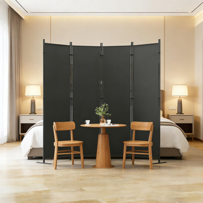 4-Panels Room Divider, 6FT Tall Freestanding Privacy Screen, Portable Partition with Non-Slip Base for Home Office, Bedroom, Studio Room Separation 80" W X 71" H Gray