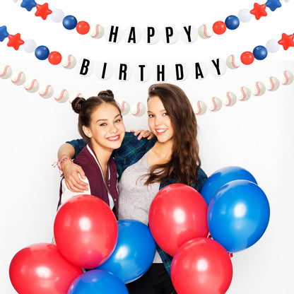 Simgoing 98 Pcs Baseball Birthday Banner Decor DIY Jumbo Friendship Bracelet Birthday Banner Kit Customizable Party Giant Garland Decoration for Baseball Sports Theme Party Decorations