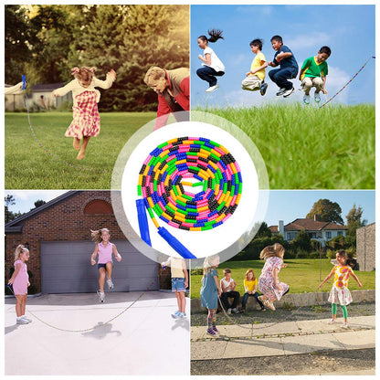 Long Double Dutch Jump Rope 16 Ft 2 Pack, Jump Rope for Kids Adults, Beaded Segmented Skipping Rope