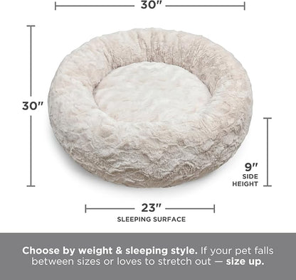 Best Friends by Sheri The Original Calming Donut Dog Bed for Medium Dogs up to 45 lbs, Lux Faux Fur, Mink Dark Gray, 30" x 30"