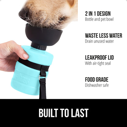 GORILLA GRIP Dog Water Bottle, Portable Water Bowl Dispenser for Dogs, 20 oz Leak Proof Pet Travel Squeeze Bottles, Food Grade Silicone, to Go Puppy Essentials, Hiking Camping Trip Accessories, Black