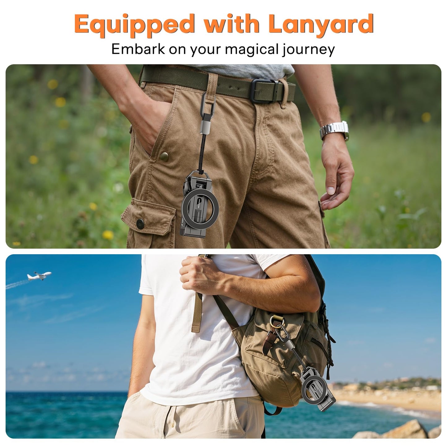 OMOTON TP06 [Equipped Lanyard] for MagSafe Tripod Hook with Magnet Back & Arca-Swiss Base, 360° Rotating with 1/4" Screw, Magnetic Phone Tripod for iPhone 17/16 Pro Max Air Fits Vlog, Travel, Gym