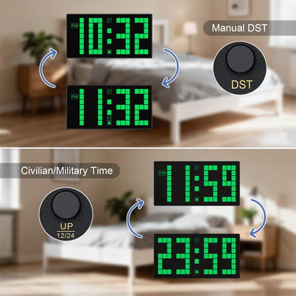 KWANWA Auto-Dimming Digital Alarm Clock with Weekend Mode & Battery Backup, 12/24H DST, Small LED Clock for Bedroom, Desk, Nightstand, Kids, Seniors