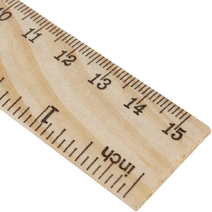 MUKLEI 144 Packs 6 Inch Wooden Rulers, 2 Scales Double Sided Pine Wood Student Ruler Measuring Rulers Straightedge for Home, School, Office, Craft Uses, 15 cm