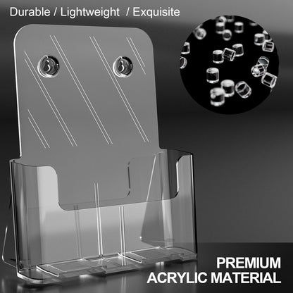 HLF-ho Brochure Holder 8.5x11 Inch Acrylic Literature Holders Clear Plastic Flyer Display Stand Countertop Use or Wall Mount Pamphlet Holder Organizer for Office, Lobby, Hotels, Trade Shows, 4 Pack