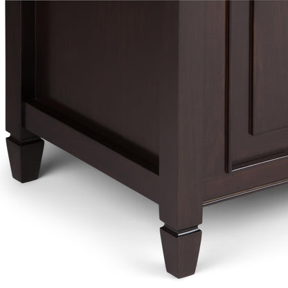 SIMPLIHOME Connaught Storage Bench - 51 inch Wide Solid Wood Trunk Bench in Dark Chestnut Brown, Traditional Bench for Entryway with Lift-Up Lid and 3 Hidden Compartments