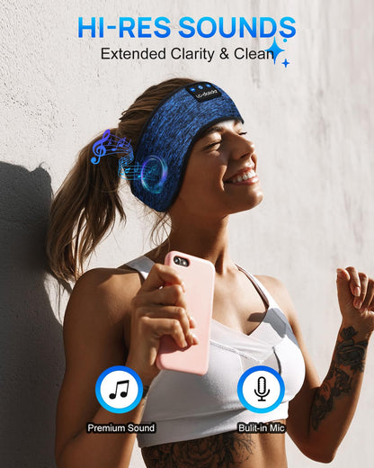 LC-dolida Sleep Headphones Headband Bluetooth 5.4, Sports Headband Earphones Wireless with Speaker Microphone USB C for Women Sleeping Gift Workout Jogging Yoga Insomnia Travel Meditation