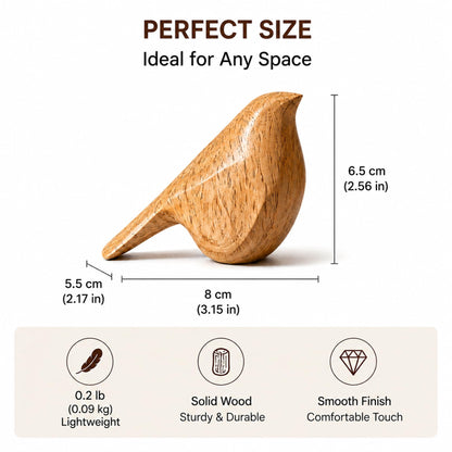 JUAZHX Natural Wood Bird Trio 4.1”L Set of 3 – Small Bird Sculptures & Animal Statues, Hand-Finished Modern Coffee Table Shelf Decor, Gift-Ready (3, Mixed)