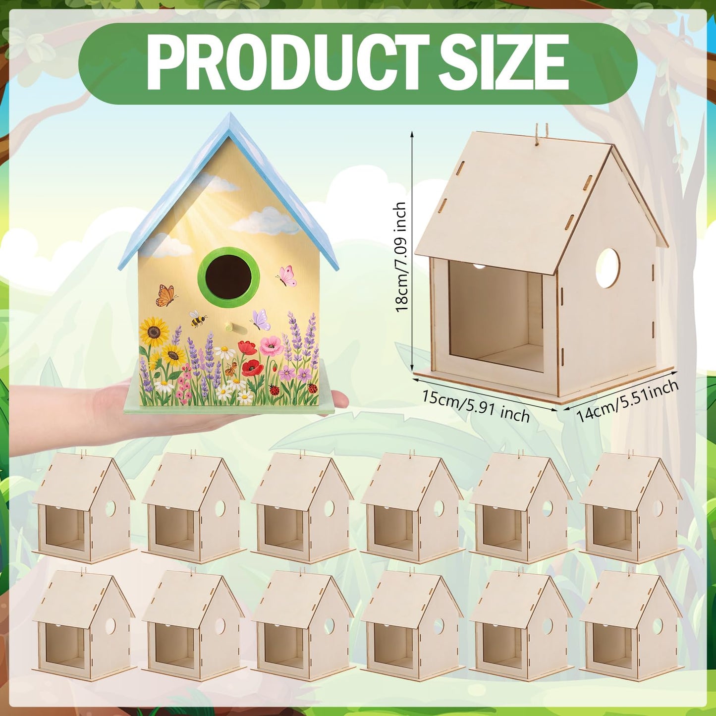 DoubleFill 20 Pack Wooden Bird Feeder Kits for Kids Make Your Own Bird Feeder Crafts Painting Kits DIY Birdhouse Building Crafts Children GITS for Outdoor Spring Summer Decor