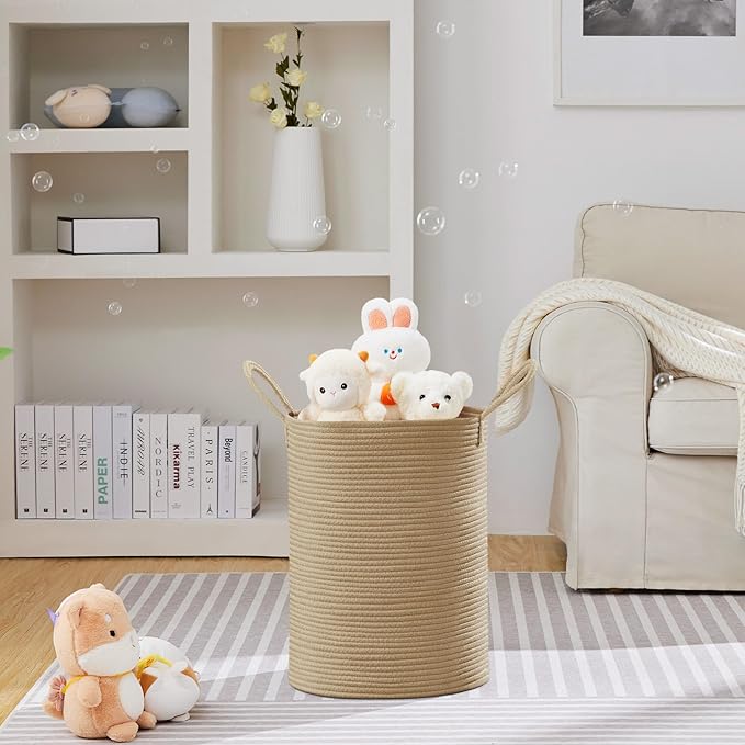 VIPOSCO Large Laundry Hamper, Tall Woven Rope Storage Basket