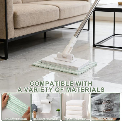 Disposable Dust Mop with 10 Reusable Cloths, Mini Foldable Mop, No-Touch Attach