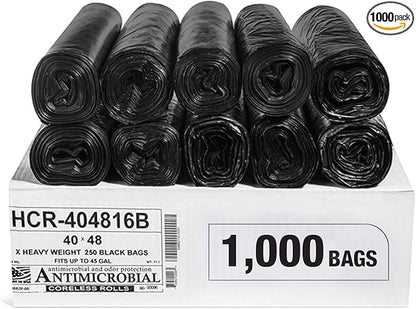 Aluf Plastics High Density Trash Bags, 45 Gallon, 16 Micron,