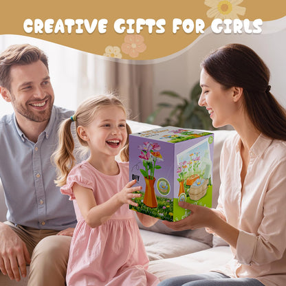 Scvcid DIY Art Flower Toys Include Extra Accessories Set, Arts and Crafts Activity Kit for Kids Ages 3-12, Fabric Bouquet Craft for Toddler, Birthday Gifts for 3 4 5 6 7 8 9 10 11 12 Year Old Girls