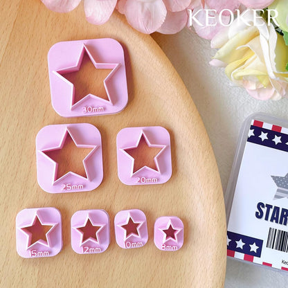 Keoker Stars Clay Cutters - 7 Pcs Fourth of July Polymer Clay Cutters, Independence Day Clay Earring Cutters, 4th of July Clay Cutters, Stars Polymer Clay Cutters (Stars)