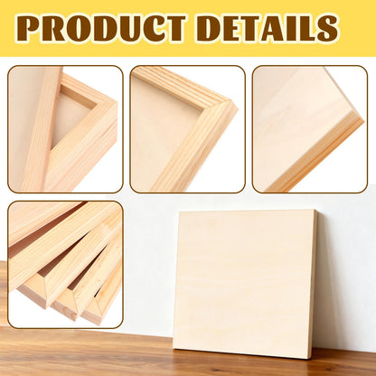 FSWCCK 5 Pack 12 x 12 inch Wood Panel Boards, Unfinished Wood Canvas Wooden for Crafts, Painting Canvas, DIY Art Projects, Pouring, Arts Use with Oils, Acrylics