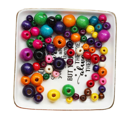 BetterJonny 800 Pcs Colorful Wooden Beads - 4 Size Large Hole Painted Wooden Beads for Macrame Rosary Bracelet Jewelry Craft Making (8mm, 10mm, 12mm, 16mm)