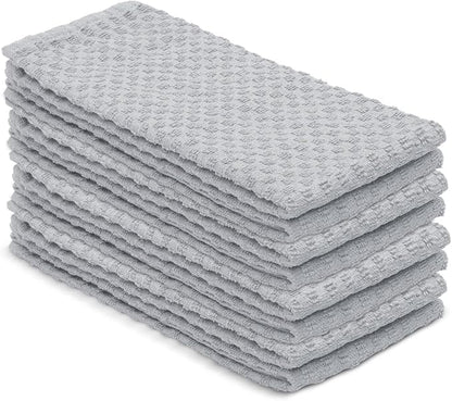 DG Collections Premium Dish Towels for Kitchen, 8 Pack, 15x25 Inch - 100% Cotton Kitchen Towels with Hanging Loop, Highly Absorbent, 400 GSM Bar Mop Cleaning Towels - Ash Grey