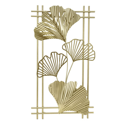 Omabeta Gold Metal Wall Decor, Aristocratic Luxurious Golden Leaf Wall Sculpture Assembly Free Elegant for Hotel