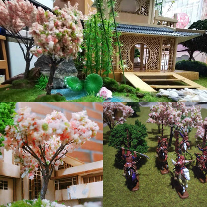 Yetaha 10PCS Pink Flower Model Trees, Mini Vegetation Flower Cluster Static Scenery Model for DIY Landscape Railway Train Diorama Garden Scenery Layout Architecture Trees Home Decoration, 11CM/4.33"