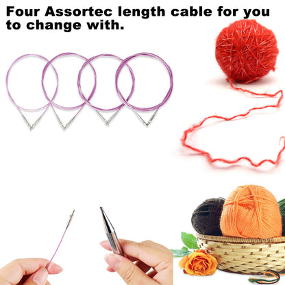 Svartur Tunisian Crochet Hooks Set with Cable, Afghan Crochet Hooks Interchangeable, Size from 3mm-10mm Aluminium Crochet Knitting Needles for Crocheting