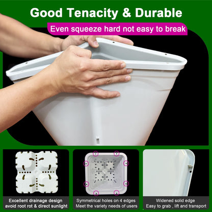 Gyfofix HG7X7SW 7"x7" Square White Pot, 9" Tall Pack of 5