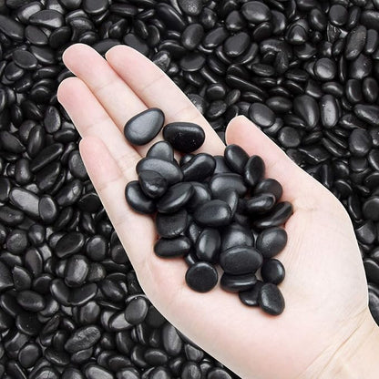 Black Small Pebbles - Decorative Gravel Rock Plant Stones,3/8" Natural Polished Stones Succulent Gravel,Pebbles Gravel for Bamboo Plants,Succulent,Home Decor,Landscaping,Vase Fillers.