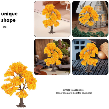 Hemobllo Autumn Model Trees with Flexible Iron Wire - 4.7" Miniature Fall Tree Decor for Diorama Supplies, Sand Table Landscape, Fairy Garden, and Train Railway Scenery Accessories