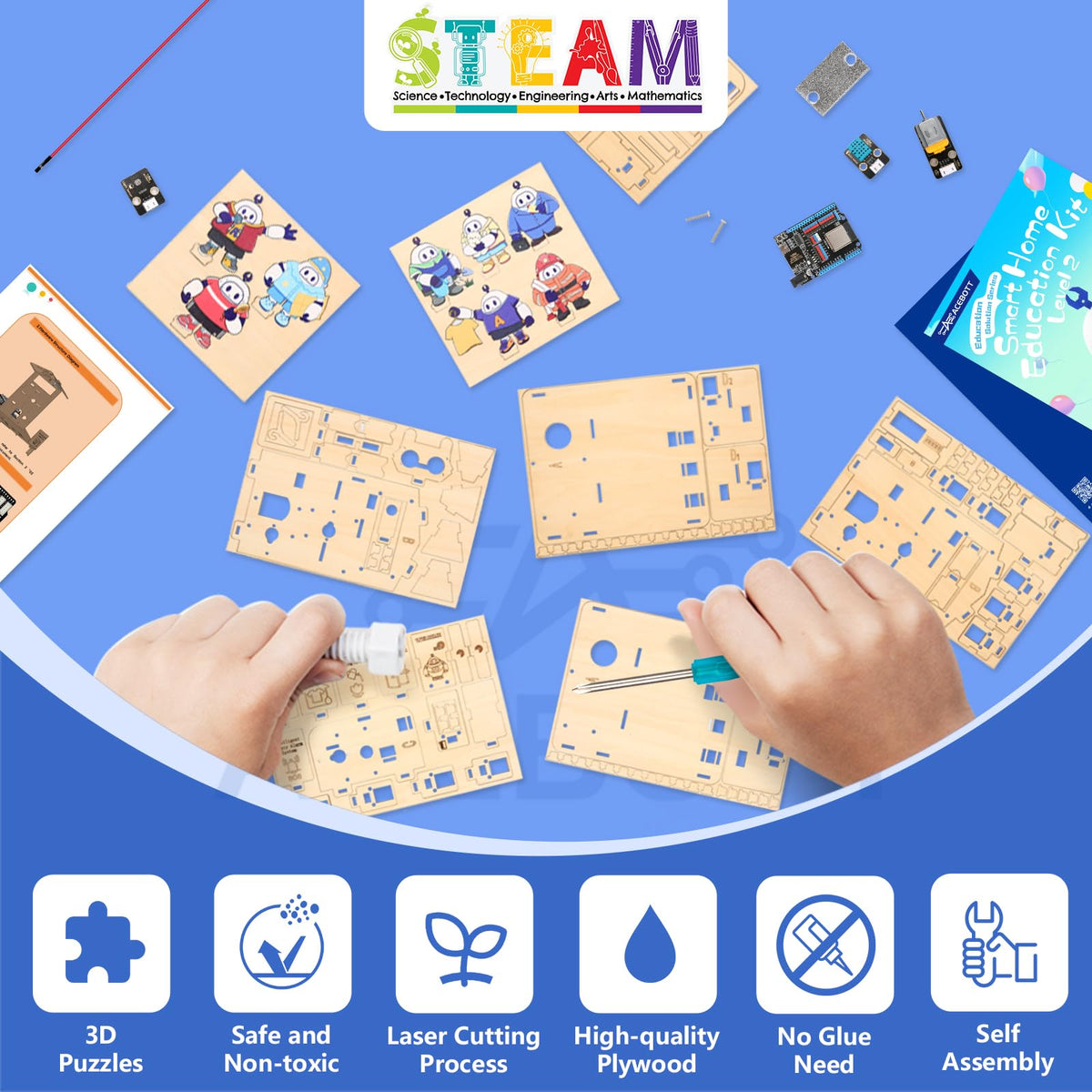 8-in-1 STEM Kit for Kids Ages 8-12 12-16, ESP32 Smart Home Science Projects School Crafts Educational Engineering Building Toys DIY Model Birthday Children's Day Gifts for Boys Girls Teen