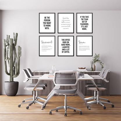 Modern Office Wall Art Motivational Posters Set of 6 Office Decor for Women Funny Team Posters Teamwork Inspirational Wall Art Positive Modern Decor Poster Canvas Print Unframed