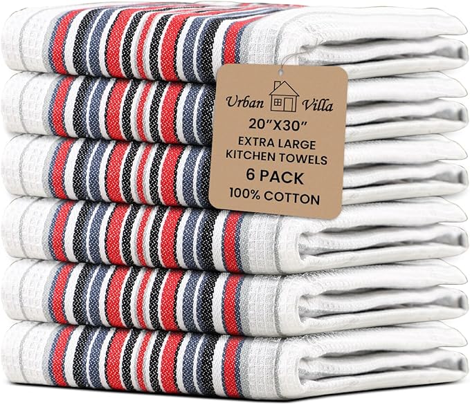 Urban Villa Kitchen Towels, Cotton Dish Towels, Mitered Corners, Ultra Soft