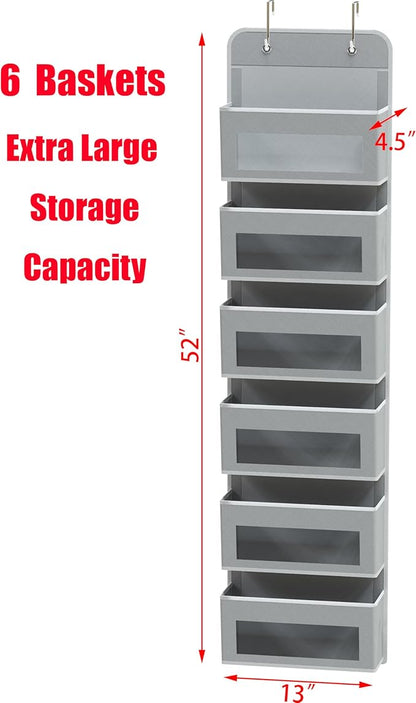 Simple Houseware 6 Clear Window Pocket Over Closet Door Storage Hanging