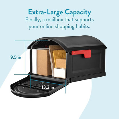 Architectural Mailboxes BILT CRE8 Post Mount Mailbox, Black, Extra Large | Durable plastic build with weather-resistant outdoor construction with a magnetic door closure. USPS approved.
