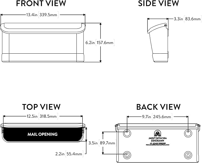 Architectural Mailboxes Cielo Steel Wall Mount Mailbox, Black, Small | Galvanized steel build for outside with weather-resistant outdoor construction and a rust-resistant powder-coat finish.