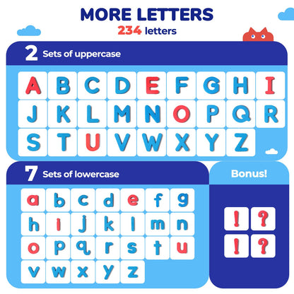 JoyCat Classroom Magnetic Letters Kit 238 Pcs with Double-Side Magnet Board - Foam Fridge Alphabet Letters for Kids Spelling and Learning