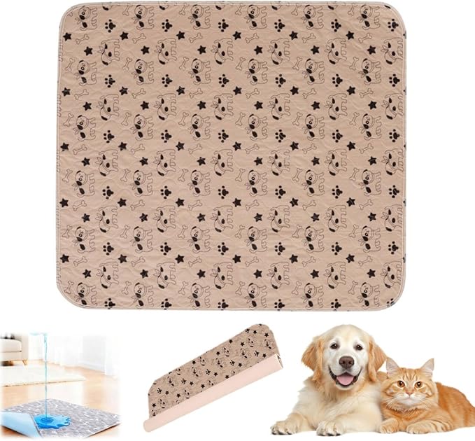Puppy Pads with Pheromones,Washable Puppy Pee Pads for Dogs,Reusable Puppy Pads Washable for Dogs & Cats, Washable,Durable Leak-Proof & Anti-Slip Pet Training Pads for Home & Trave(Brown-1,L)