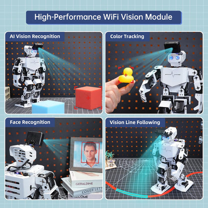 AI Vision & Voice Interaction Robot for Arduino Scratch Python Programming 17DOF Humanoid Robot Large AI Model STEM Project Education Voice Command Walking Dancing Self-Stand Up, Tonybot Advanced kit